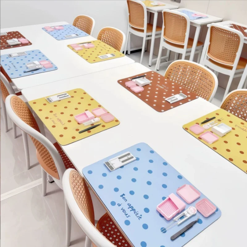 Korean Style Polka Dot Table Mat 30x40cm Diatom Mud Mat Water Absorption Quick Dry Anti-Slip Scalding Protection for Desktop