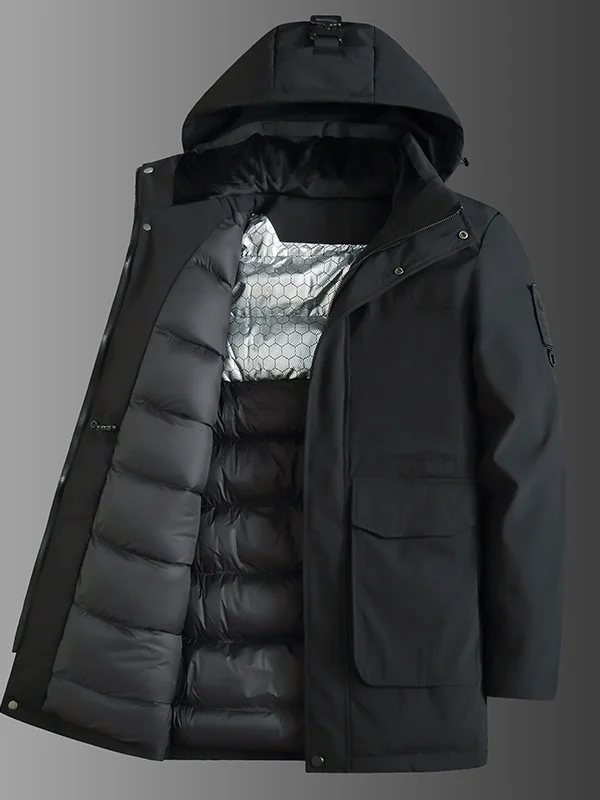 

Men's Winter Thiened Large Size Cotton Jaet Mid-Length Casual Warm down Cotton Coat Faion Urban Busin Casual Sle