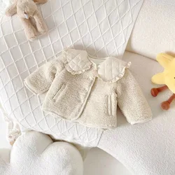 baby girls cotton padded jacket coat winter plus velvet cardigan coat Lamb Wool Coats fashion warm outerwear 0-3Years