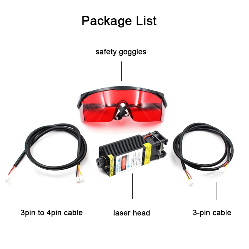 Лазерный модуль с фиолетовой/синей точкой и регулируемым фокусом 405 нм, 500 мВт для гравировки и вырезания с защитными очками