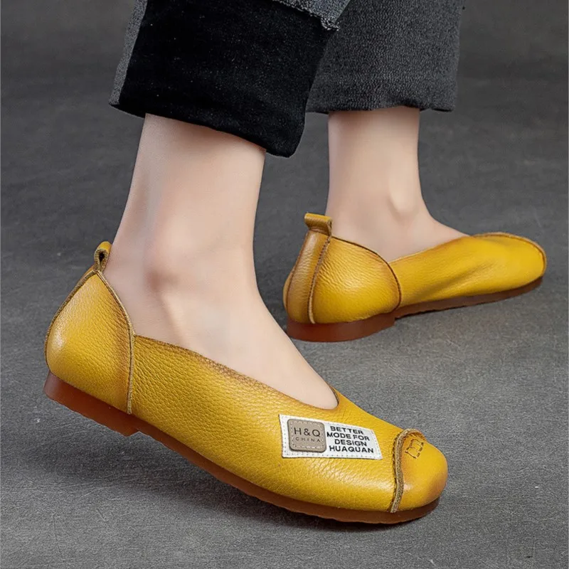 GKTINOO Retro Women Genuine Leather Flats Shoes Spring 2024 New Handmade Shallow Soft Sole Casual Round Toe Slip-on Loafers