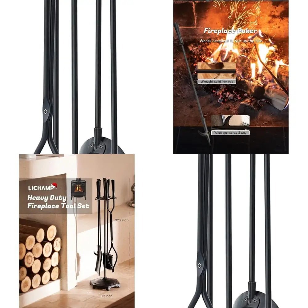 

Современный каминный набор из 5 предметов с прочным дизайном для внутреннего и наружного использования, FTS15BK