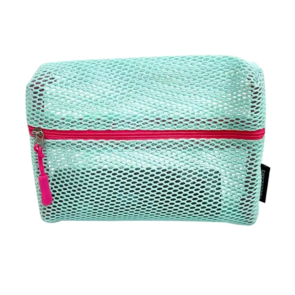 Candy Color Nylon Mesh Cosmetic Bag Portable Mesh Toiletry Organizer Bag Zipper Closure Cosmetic Pouch Bag Multifunction Storage