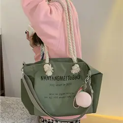 2023 New Women Printed Letters Handbags Casual Shopping Totes Canvas Women Shoulder Bags 3 Colors Drop Shipping