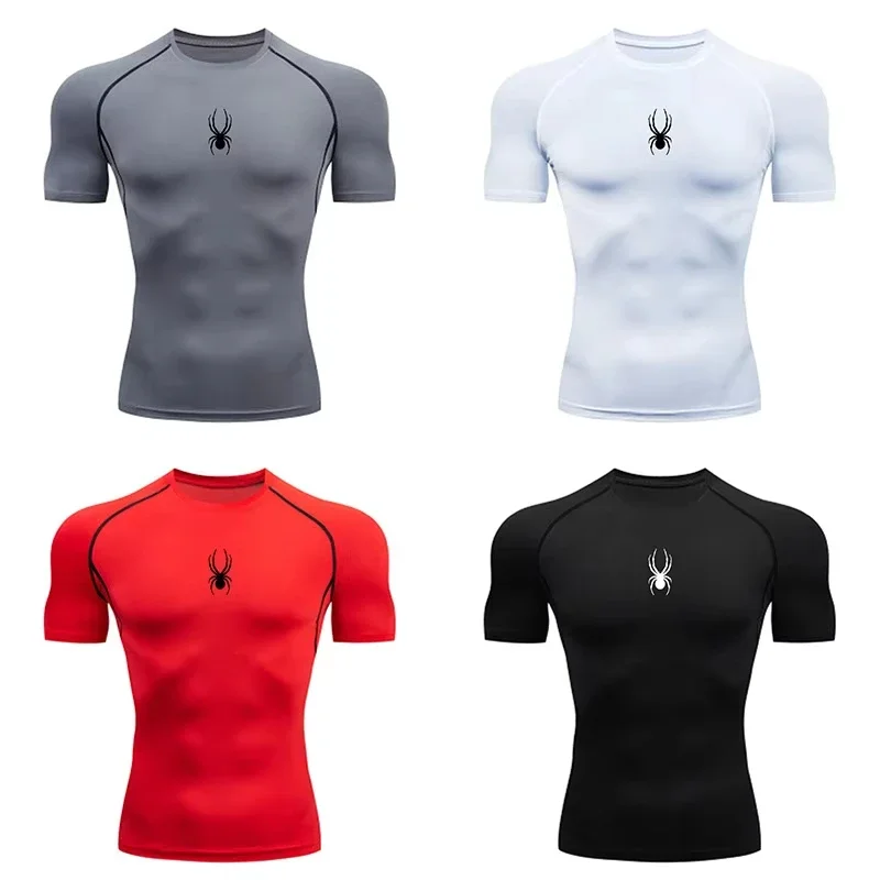 

Men Sport T-Shirt Spider Quick Dry Bodybuilding Running Shirt Compression Tops Gym T Shirt Men Fitness Tight Tees Rashgard