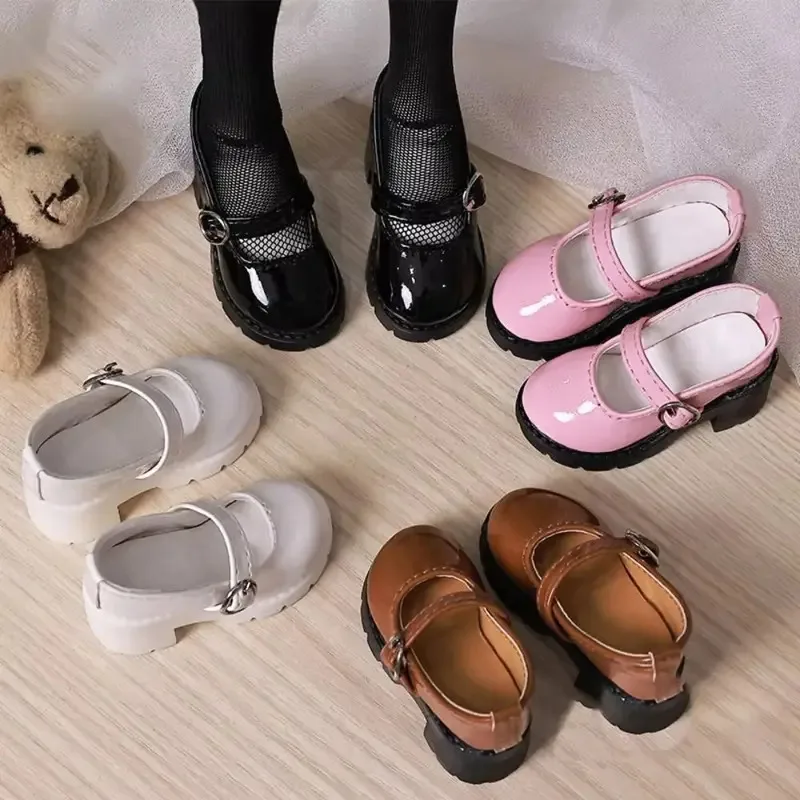 

Fashion Thick Sole Bjd Doll Shoes Round Toe High Heels Doll Leather Shoes Black Brown 6cm* 3cm 1/4 Doll Shoes Doll Accessories