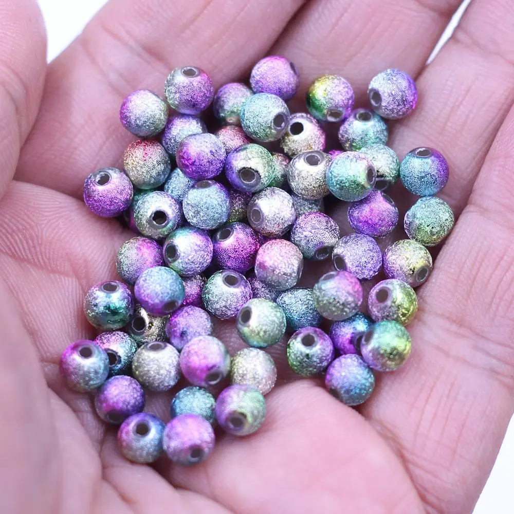 500PCS Fantasy Multicolor Acrylic Round Spacer Beads 6/8mm Handicrafts Home Decoration Clothing Accessories DIY Material Package