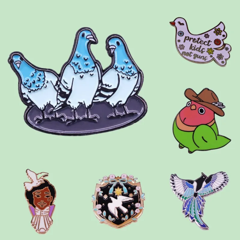 Cute Peace Dove Brooches Badges Animal Metal Fashion Enamel Pin Backpack Birds Lapel Gifts For Kids And Pacifist