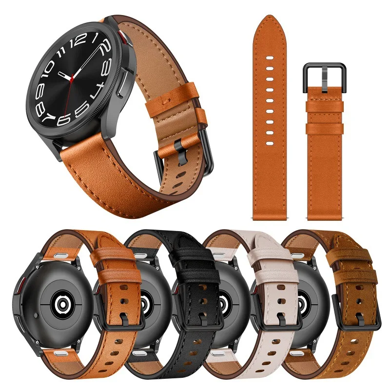Pop 22mm20mm Luxury Leather Strap For Samsung Galaxy Watch 7 40mm 44mm Band For Galaxy Watch 6 5 4 6 40 44mm Watch 6 Classic 43