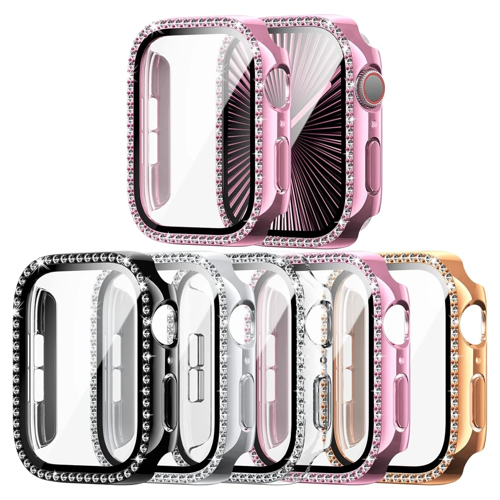 

Чехол для Apple Watch 10, чехол 46 мм, 42 мм, аксессуары, Защитная пленка для экрана, закаленное стекло, ПК, алмазный бампер, защитные чехлы для iWatch