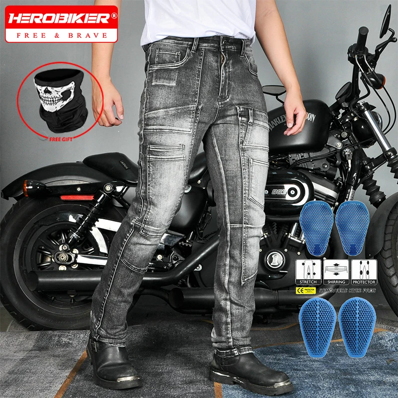 Nowe spodnie motocyklowe dżinsowe, spodnie do jazdy motocyklem, antyupadkowe, retro, z wieloma kieszeniami, spodnie dla motocyklistów, spodnie wyścigowe na każdą porę roku.