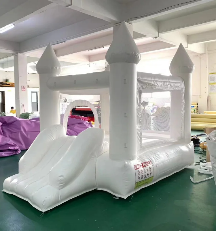 

Cheap PVC White Small Pastel Bounce House Event Hire Toddler Castle Inflatable Bouncer with Blower for Playgrounds and Parties