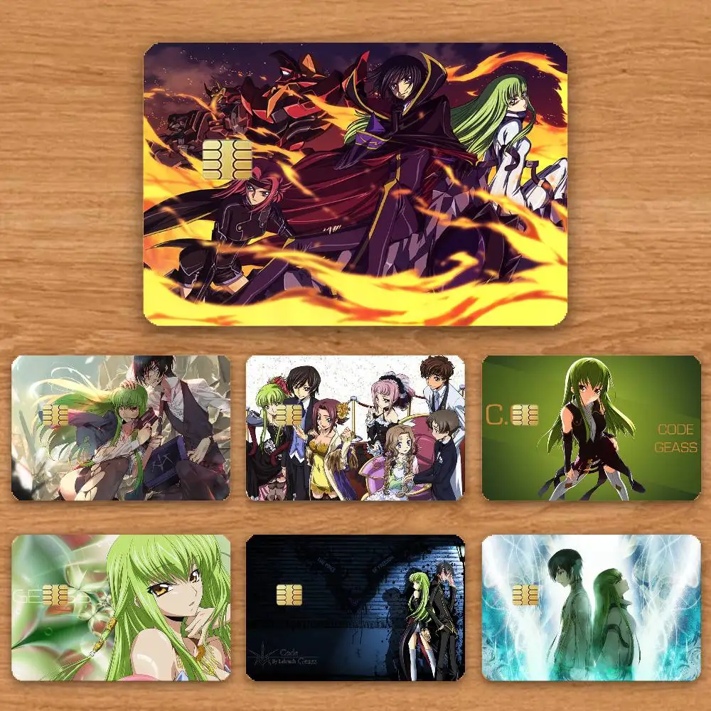 Anime Code Geass C.C And Lelouch Credit Card HD Stickers Game Card Decal Card Matte Film Skin Small Chip Waterproof Sticker