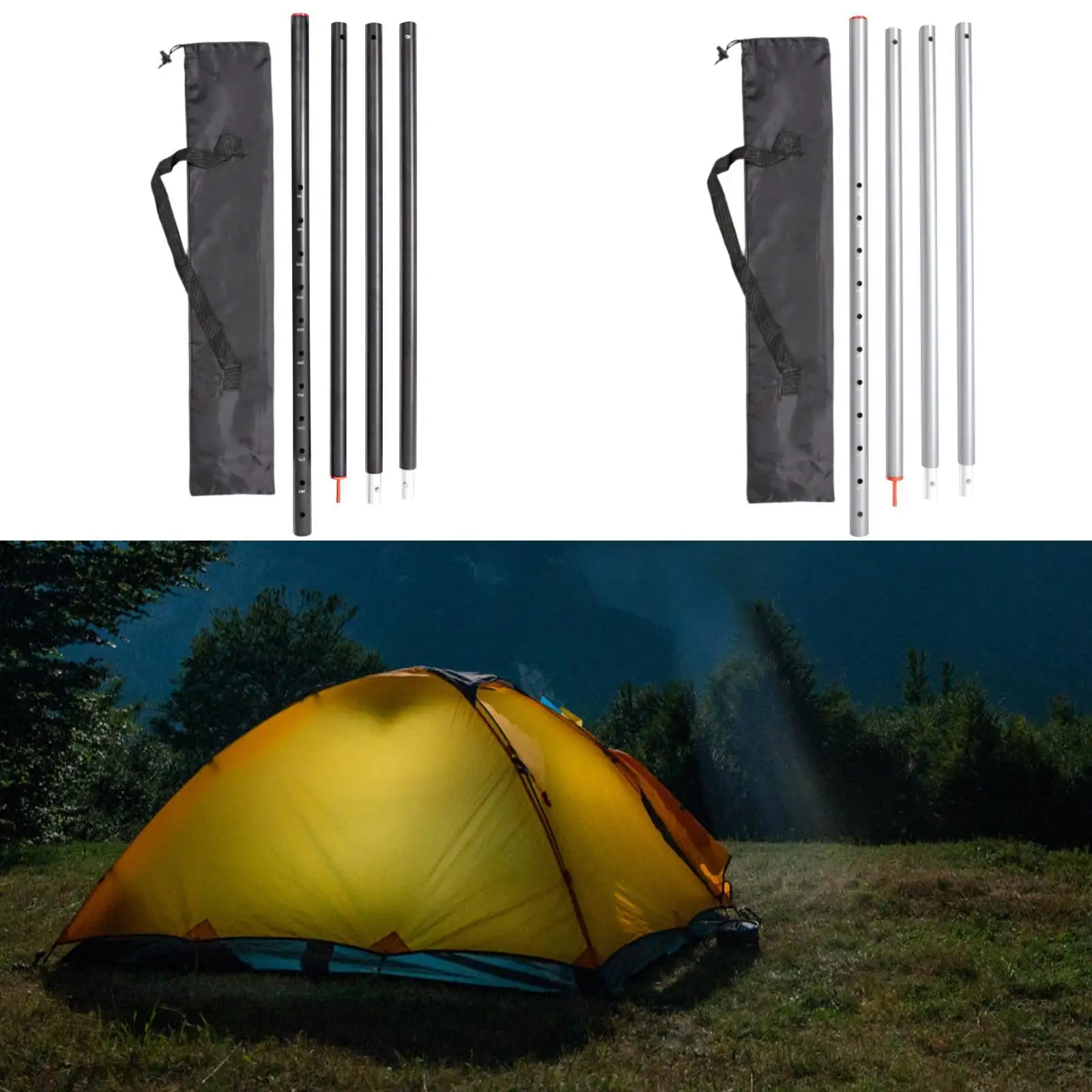 Tarp Poles Portable Telescoping Tent Poles for Canopy Backpacking Rain Fly