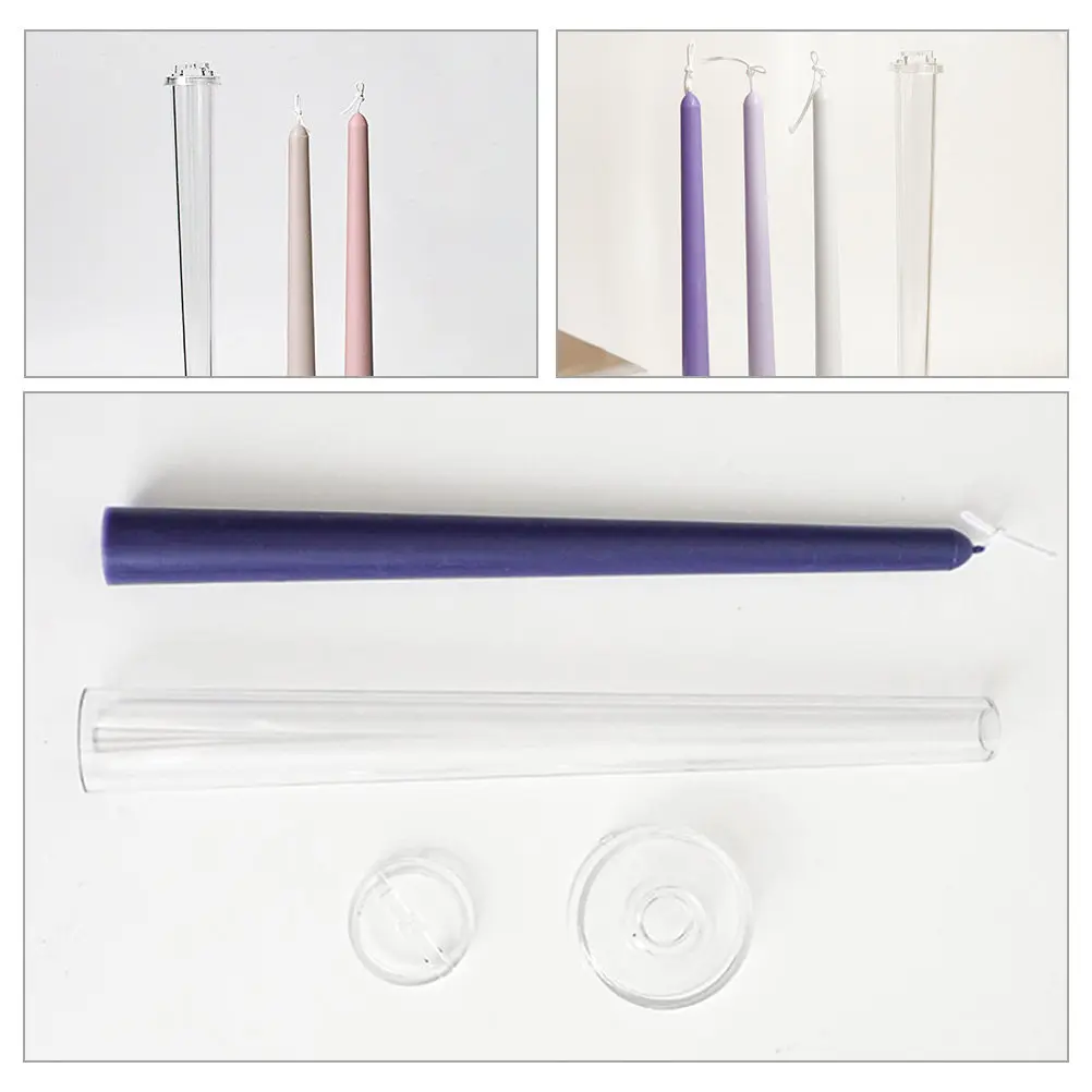 3Pcs Plastic Mold Taper Shape for DIY Crafting Handmade Decorative Candles Fine Workmanship Easy Demoulding
