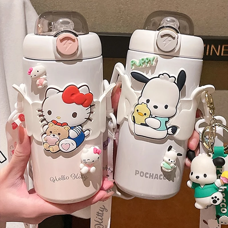 

Детская соломинка 316, милая чашка для воды с рисунком Hello Kitty, школьная специальная чашка Kuromi, новинка 2024, чашка-термос, подарок
