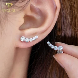 TFGLBU Original All Moissanite Bubble Stud Earrings for Woman Cute Smile Ear Stud Solid 925 Silver Diamond Party Wedding Jewelry