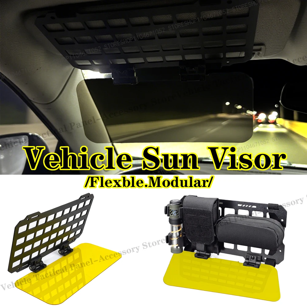 

Car Sun Visor Molle Panel High-Strength ABS UV-Resistant Sunshade Tactical Storage For Jeep Wrangler Ford F-150 Off-Road