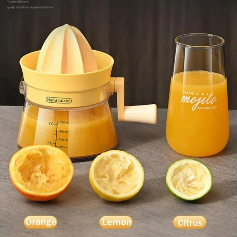 Exprimidor de pomelo con manivela, exprimidor manual de naranja y limón para uso doméstico, separador de jugo y pulpa, exprimidor de manivela