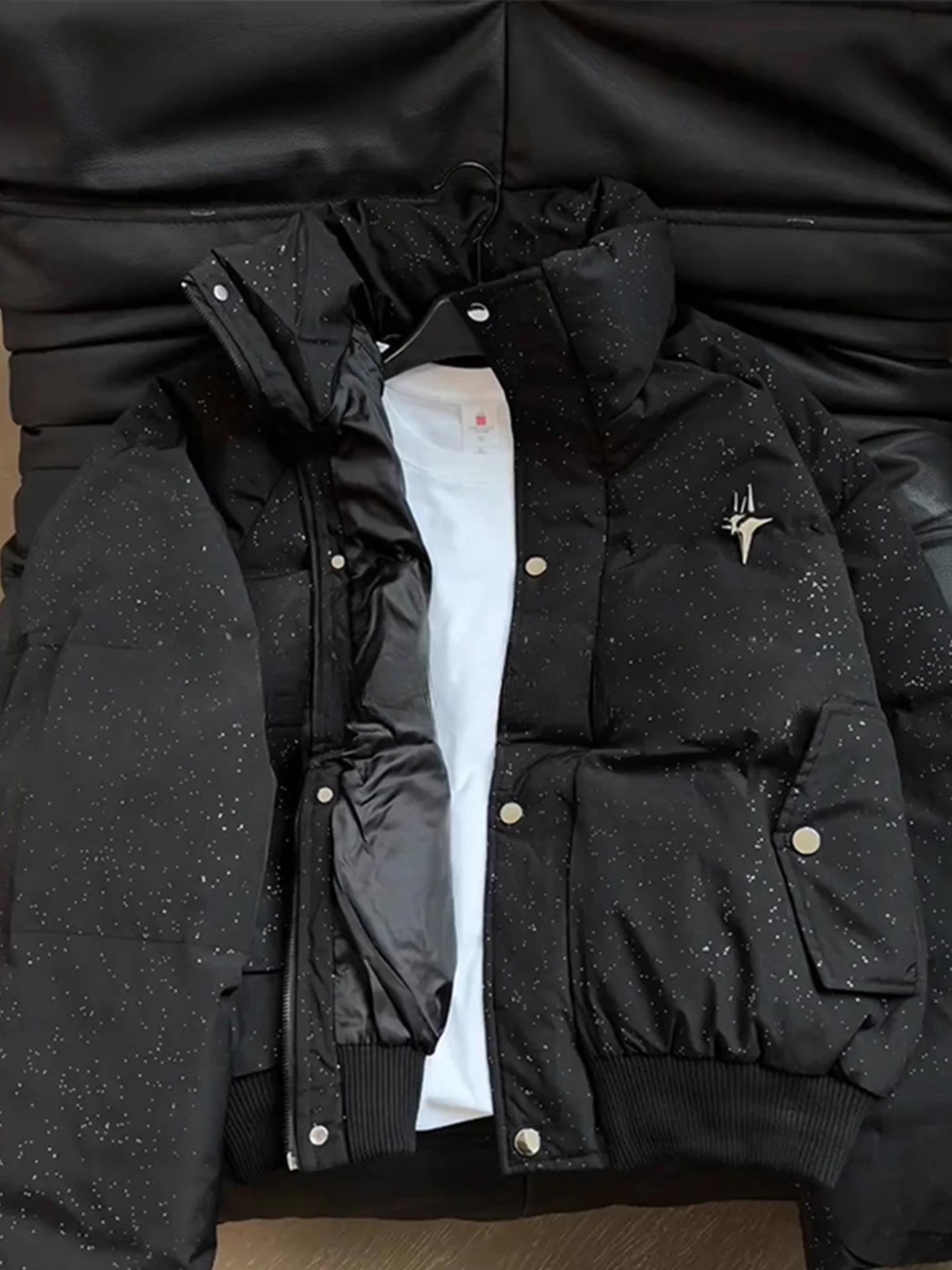 

American High Street Sle Men's Cotton Jaet Thiened Bread Sle Winter Coat Faionable Youthful Warm Long Sve Zipper