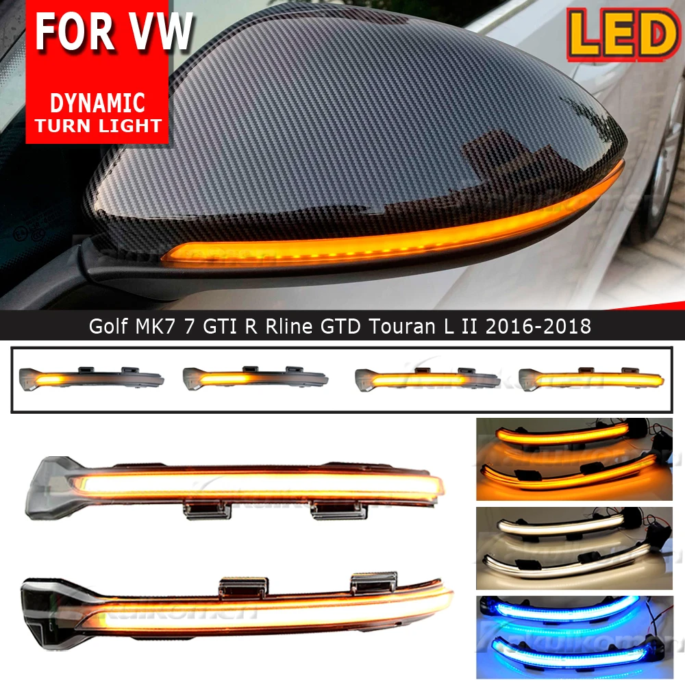 For VW Golf 7 GTI R GTE GTD MK7.5 13-19 Touran Jetta MK7 LED Dynamic Turn Signal Blinker Sequential Side Mirror Indicator Light