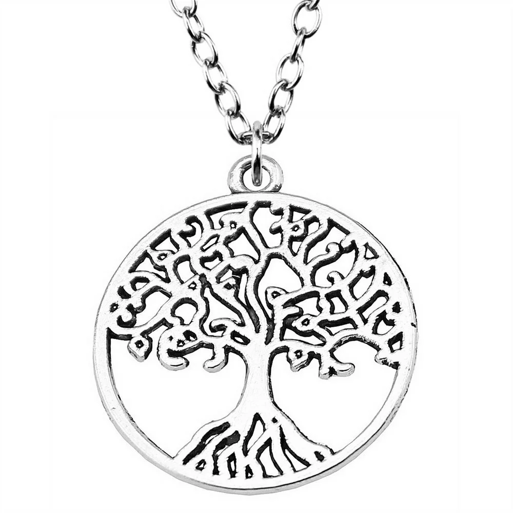 1pcs Tree Of Life Necklace For Girls Women Accessories Jewelry Vintage Chain Length 43+5cm