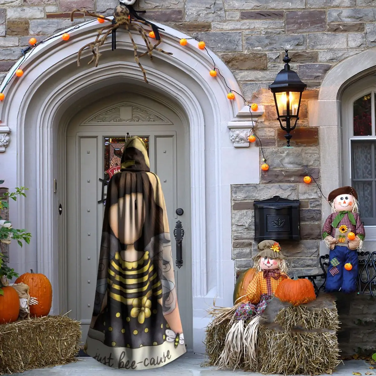 سانتورو جورجوس عباءة طويلة مقنعين الساحرة القرون الوسطى زي تأثيري كيب هالوين مصاص دماء الكبار للجنسين