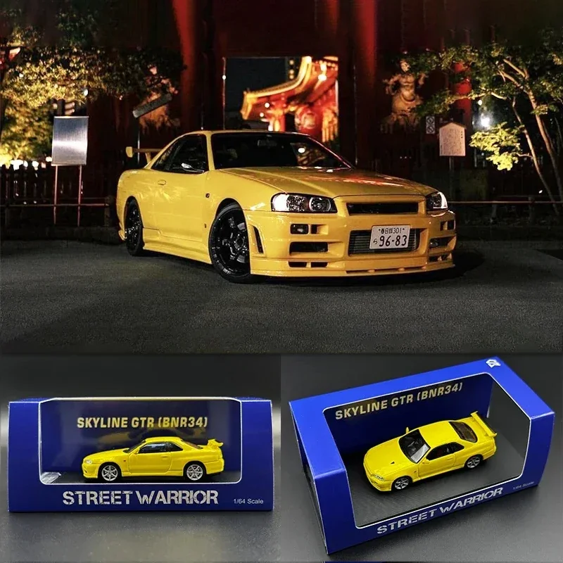 

SW In Stock 1:64 R34 V Spec II BNR34 Yellow Malaysia Limited Diecast Diorama Car Model Collection Toys Street Warrior