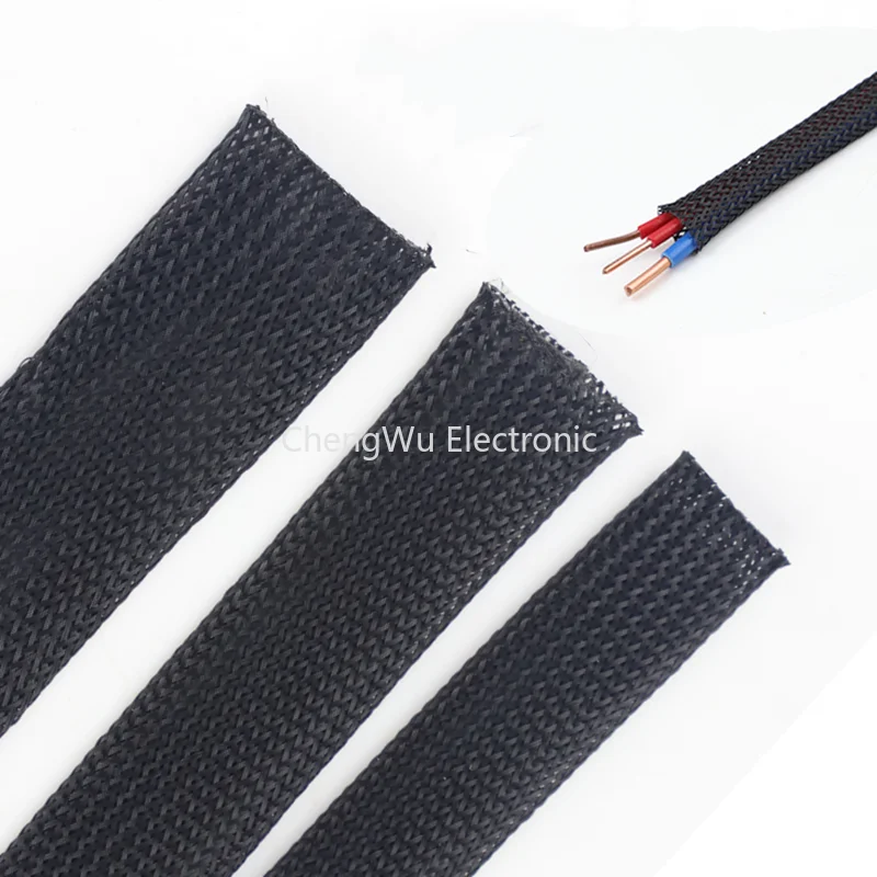 5 Meters PET Black Cable Sleeve 4/6/8/10/12mm Insulated Braided Sleeving Data Line Protection Wire Flame-Retardant Nylon Tube