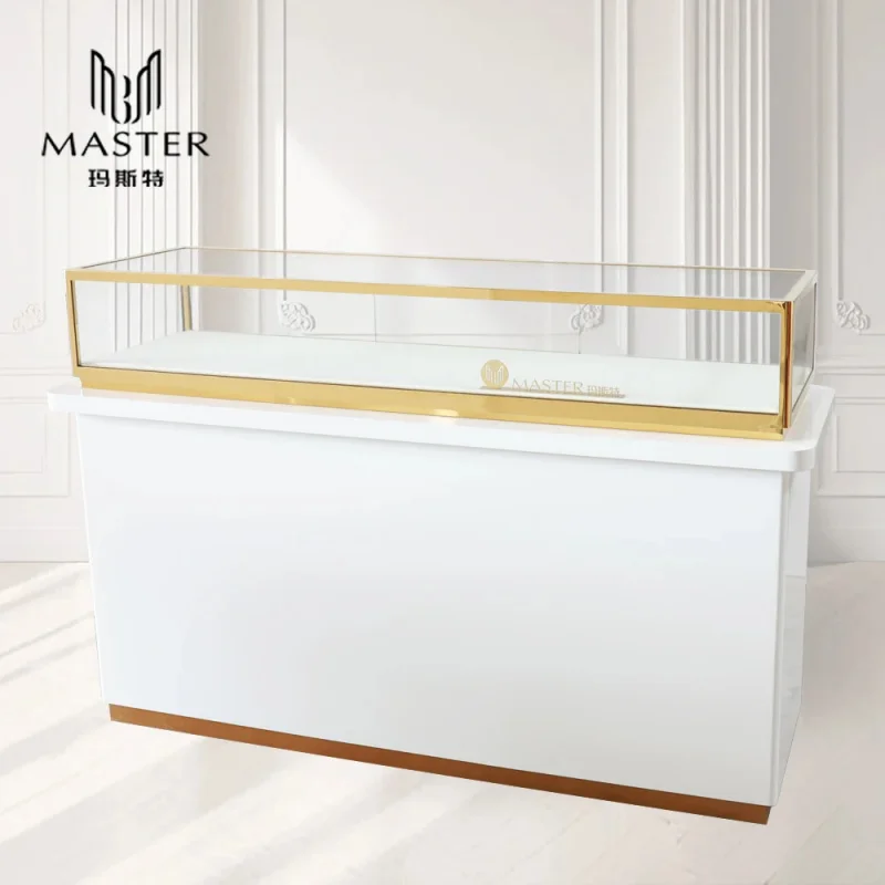 custom.MASTER Classic Jewellery Display Counter Jewelry Shop Display Plinth Storage Structure Tempered Glass Cabinet 171.6*55*11