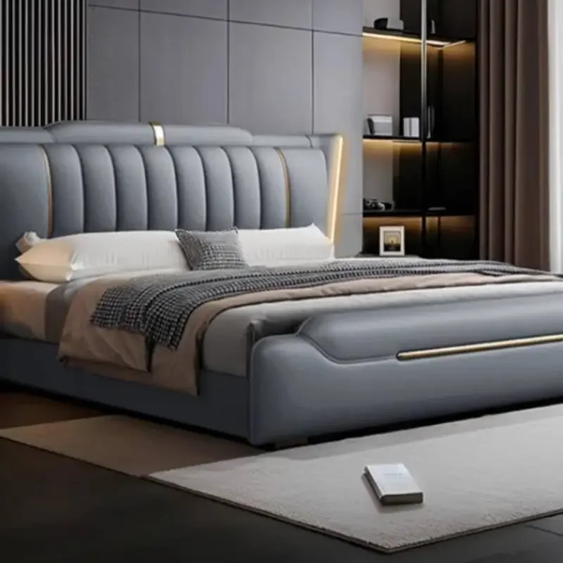 Unique Minimalist Double Bed European Decoration Storage Luxury Double Bed Modern Accessories Cama Twin Furniture For Home