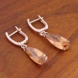 Classic 585 Rose Gold Color Drop Earrings For Women Natural Zircon Unusual Earrings Wedding Luxury Quality Jewelry