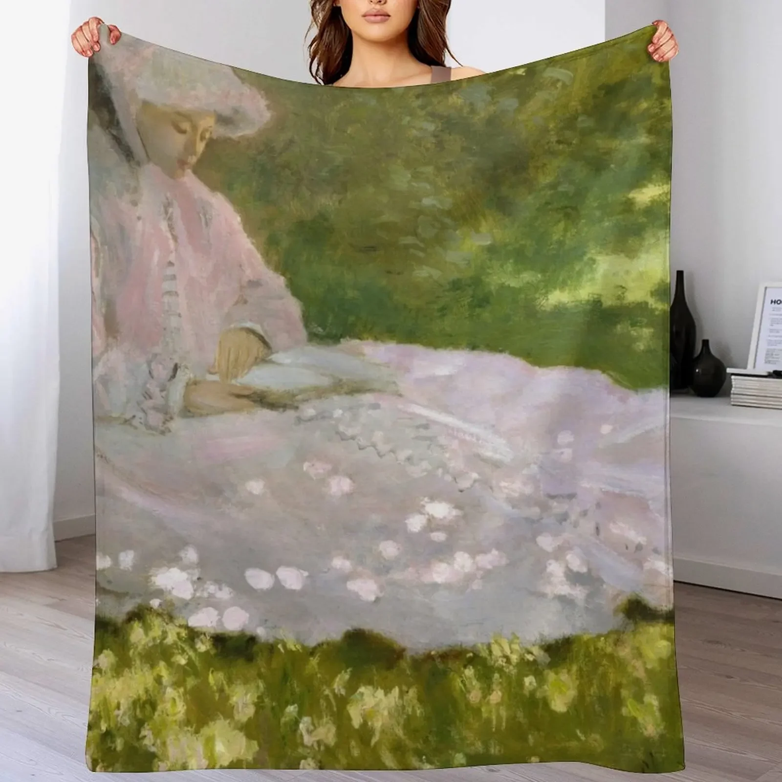 New Claude Monet - Springtime - French painting Throw Blanket Warm Decorative Sofas Blankets