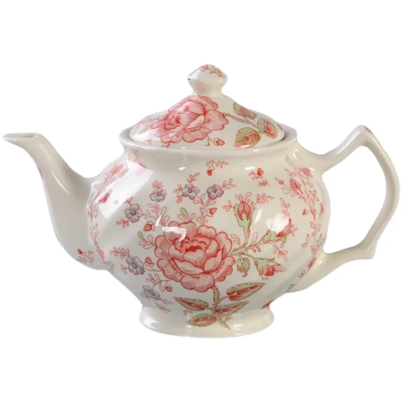 European style ceramic underglaze color pastoral English rose coffee sugar milk jar tea set