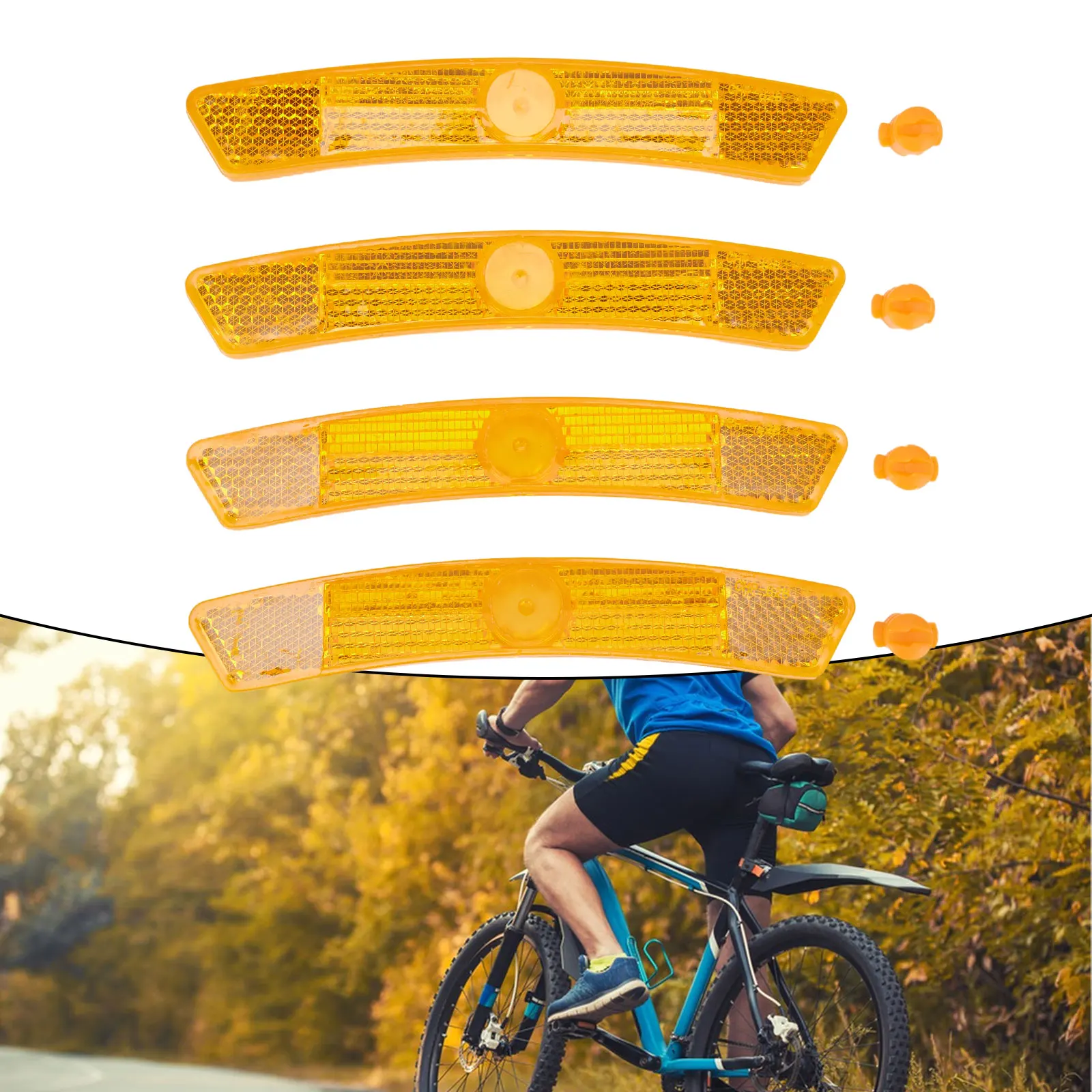 4pcs Bike Wheel Rim Light Reflectors White/Yellow Easy To Install On Spokes Enhance Road Safety Bike Reflective Strips Cycling