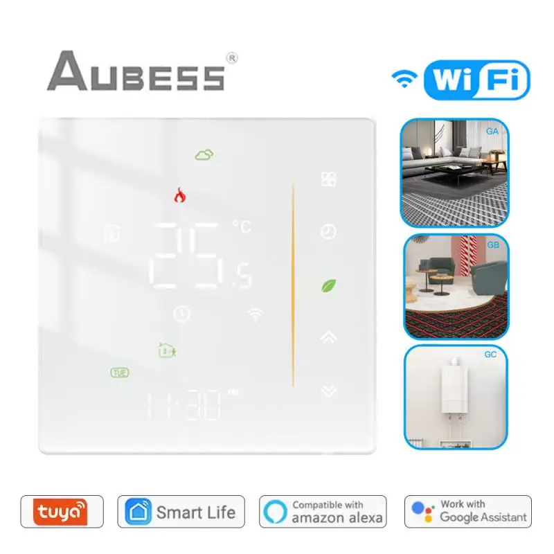 

Tuya WiFi термостат беспроводной контроллер комнатной температуры вода/Электрический пол Отопление газовый котел влажность для Alexa Google Home