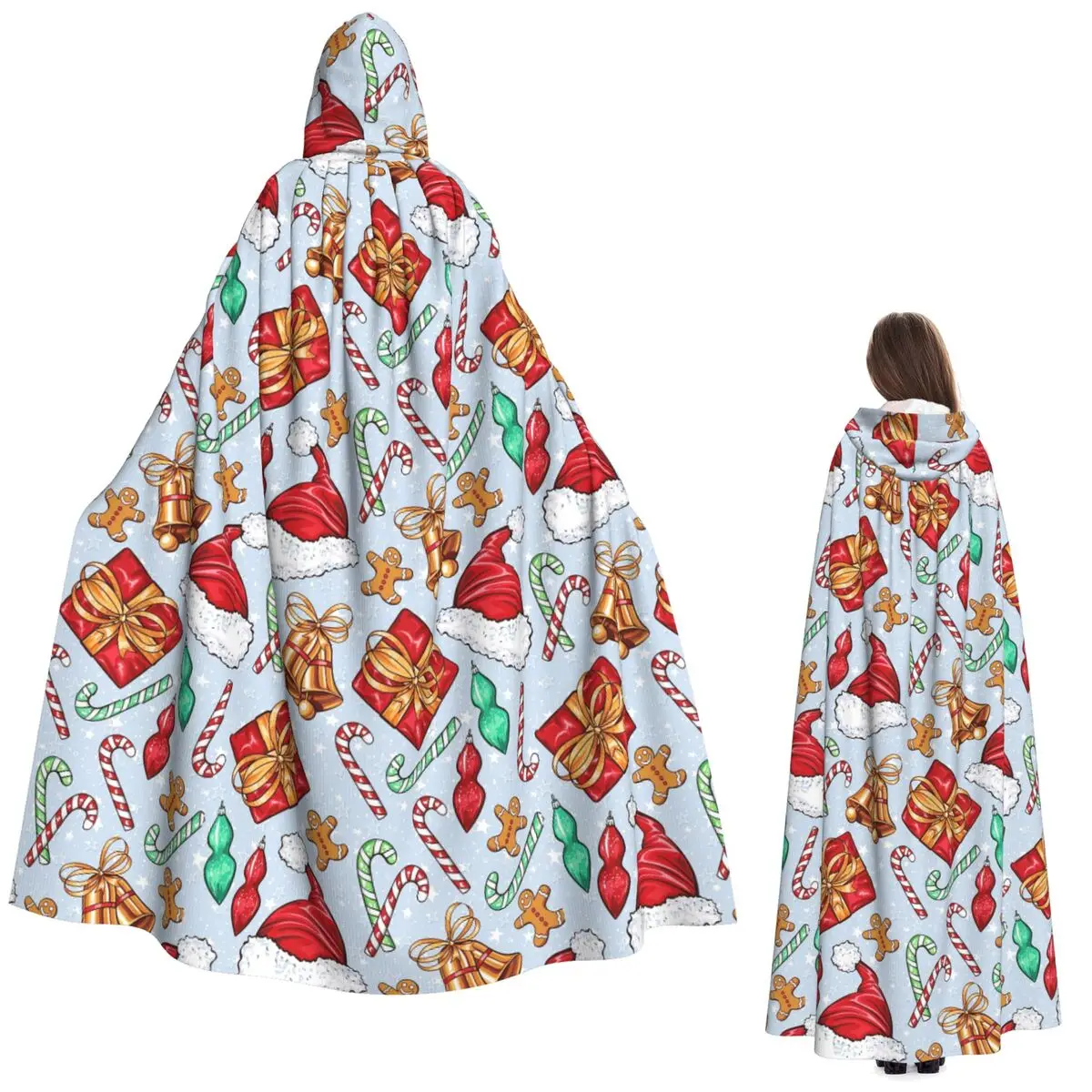 크리스마스 데이 크리스마스 진저브레드 맨 긴 후드 망토 마녀 중세 의상 코스프레 케이프 할로윈 파티 성인 유니섹스
