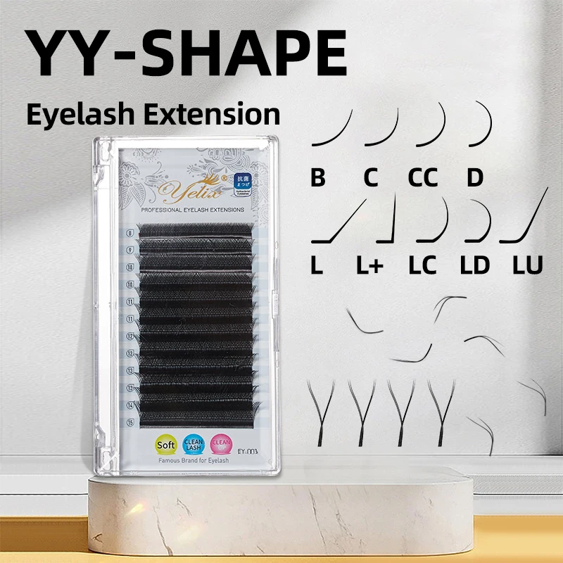 Yelix YY Shape Eyelashes Extension Soft Premium False Eyelashes Black Crisscross Lash Individual Eyelashes Makeup Beauty