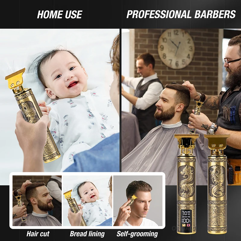 Barbeiro masculino retrô T9 aparador de cabelo profissional máquina de corte de cabelo Kemei máquina de corte de cabelo sem fio barba homem barbear