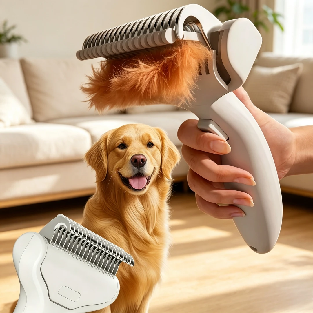 Pet Hair Knot Comb Cat Dog Grooming Brush One Click Hair Removal Detangling Brush Pet Cleaning Tool for Knots Loose Fur Massage