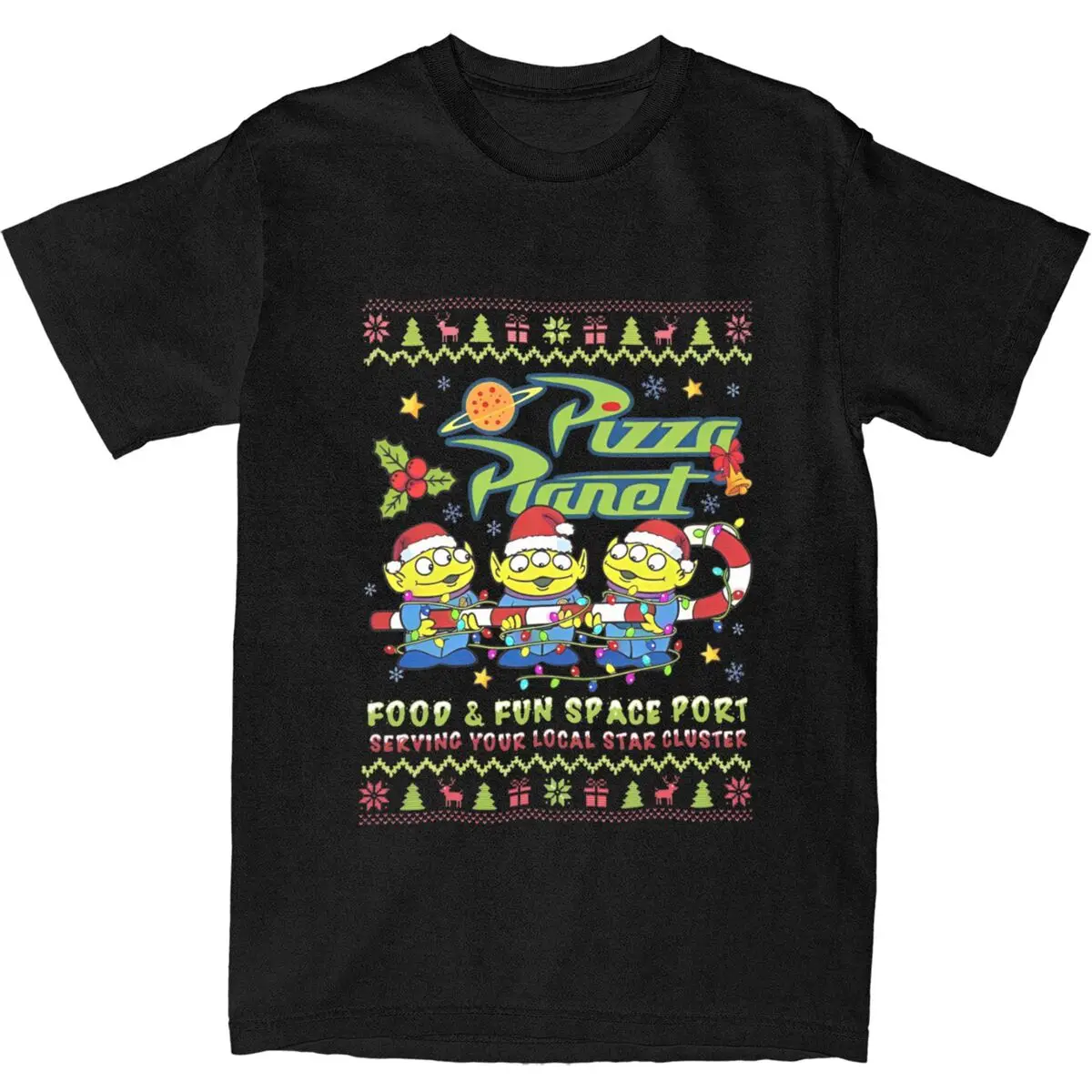 Pizza Planet Christmas Aliens Toy Story T-Shirts Short Sleeves Street Style Tshirt Summer Cotton O Neck 4XL 5XL 6XL Clothing