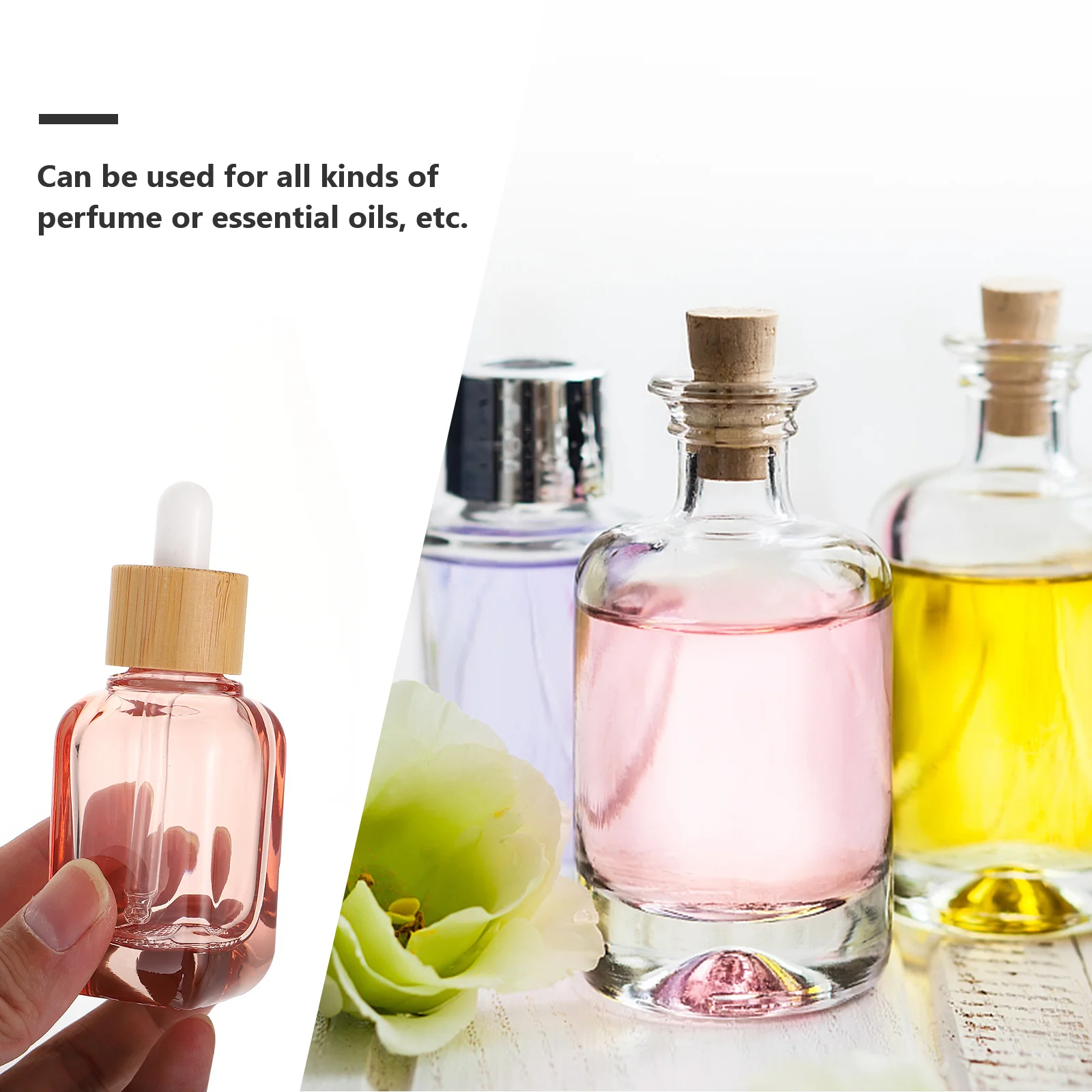 2 個の空のサンプルボトルエッセンシャルオイルドロッパーガラス液体容器ミニ詰め替え可能な香水ローション収納ポータブル