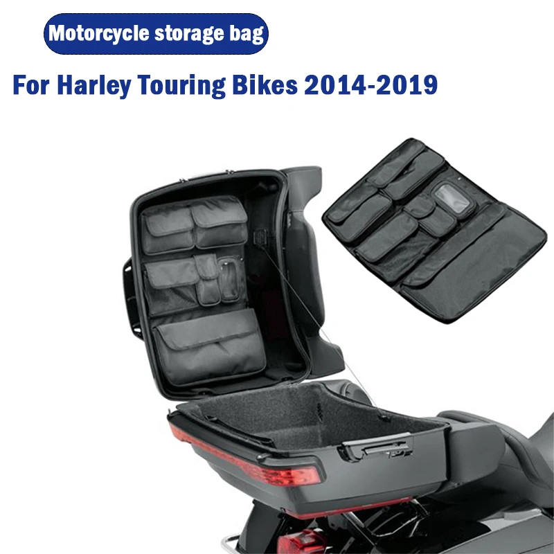 Motorcycle Black Tour Pak Pack Lid Organizer Storage Saddle Bag For Harley Touring Street Glide FLHX Road King FLHR 2014-2021