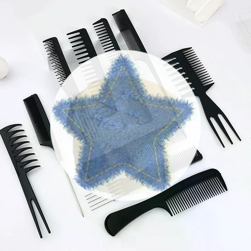 (HG) 10 قطع فرشاة شعر بلاستيكية سوداء مضادة للكهرباء الساكنة للرجال والنساء أداة تصفيف الشعر الاحترافية في صالونات التجميل