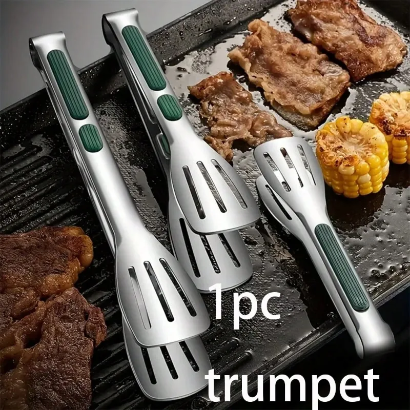 1pc, Antislip Roestvrijstalen Voedseltangen Vlees Salade Brood Serveerclip Barbecue Grill Buffet Klem Koken Gereedschap Keuken