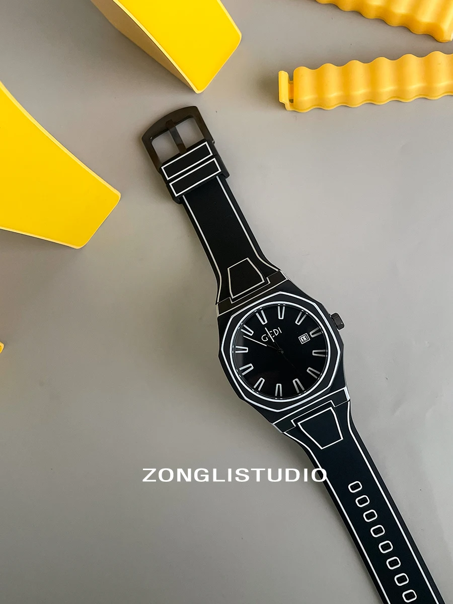 NewStylishQuartzWristwatchCartoonStyleLarge Dial Cool Unisex Couple'S Quartz Watch Perfect For Couples A Great Gift For Couples.