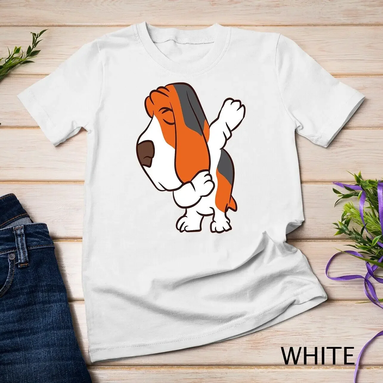 Cute Dabbing Basset Hound Unisex T-shirt