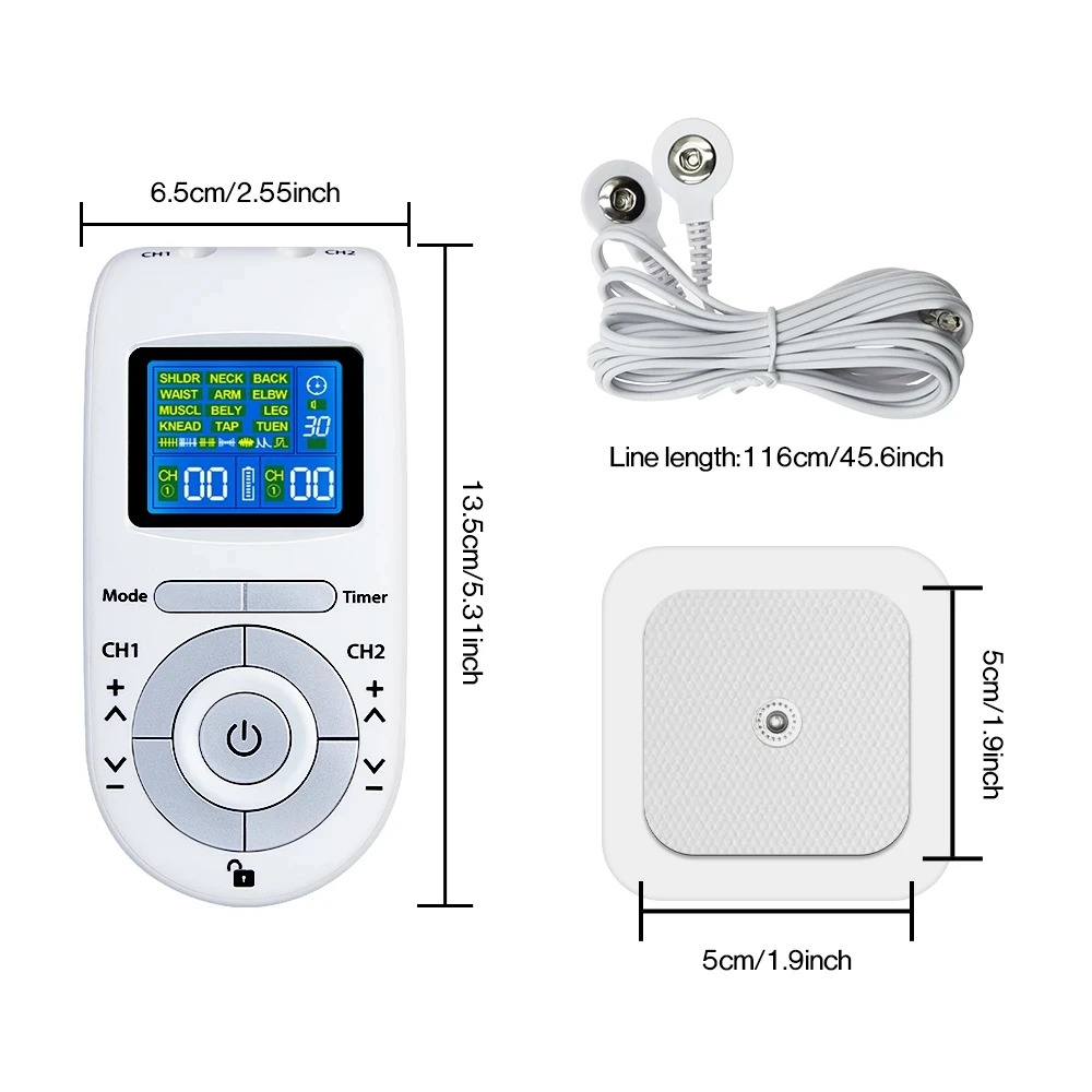 Digital 12 Modes Tens Machine Unit 4 Electrode Pads Relieve Fatigue Pulse Body Massage Electroestimulador EMS Muscle Stimulation