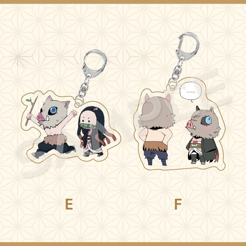 Demon Slayer Tanjiro Kamado Hashibira Inosuke Nezuko sleutelhanger creatieve hoogwaardige cartoon print student rugzak decoratie