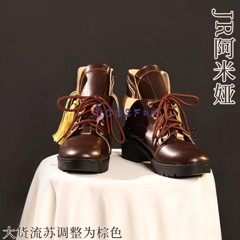 Arknights Amiya Cosplay Shoes Halloween Carnival Boots Anime PU Leather Shoes Cosplay Prop COSFun